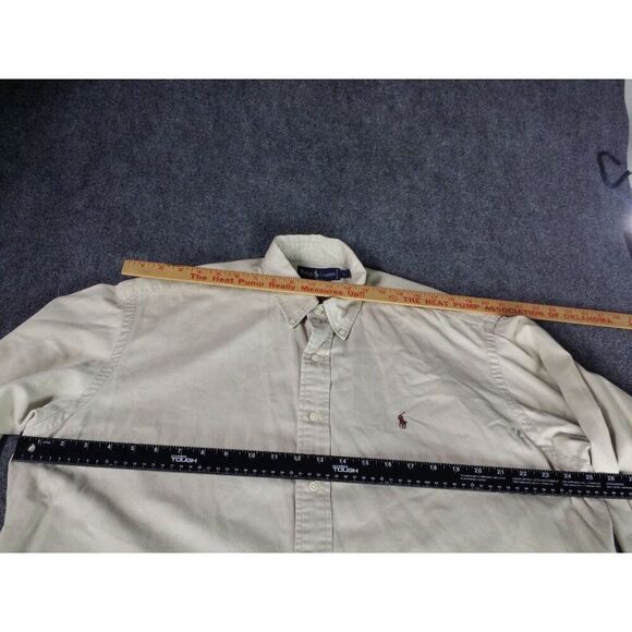 Polo Ralph Lauren Button Up Shirt Men‎ Sz L Khaki Cotton Long Sleeve Workwear - Picture 5 of 8